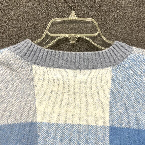 Jessica Simpson Sweater womens Large Blue Cropped Check Soft Oversized - Picture 11 of 15